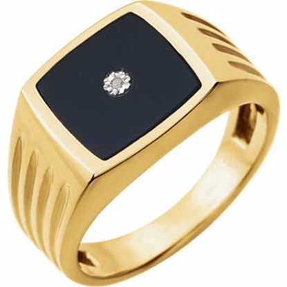 651637:100:P 14kt Yellow Men's Onyx & .004 CTW Diamond Ring 