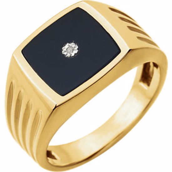 651637:100:P 14kt Yellow Men's Onyx & .004 CTW Diamond Ring 