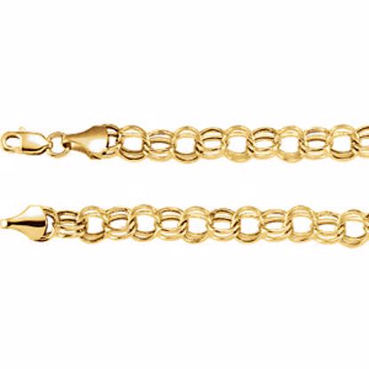 651631:1004:P 14kt Yellow 7.9mm Hollow Double Link Charm 7.25" Bracelet