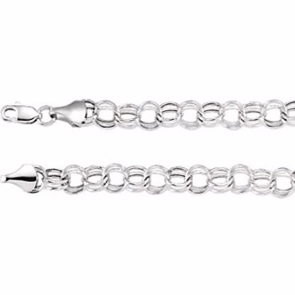 651631:1005:P 14kt White 7.9mm Hollow Double Link Charm 7.25" Bracelet