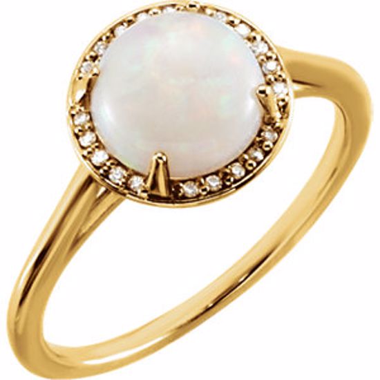 71632:70005:P 14kt Yellow Opal & .05 CTW Diamond Ring