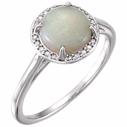 71632:70004:P 14kt White Opal & .05 CTW Diamond Ring