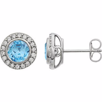 651640:103:P Sterling Silver Light Blue Cubic Zirconia Earrings