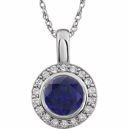 651641:104:P Sterling Silver Dark Blue Cubic Zirconia 18" Necklace