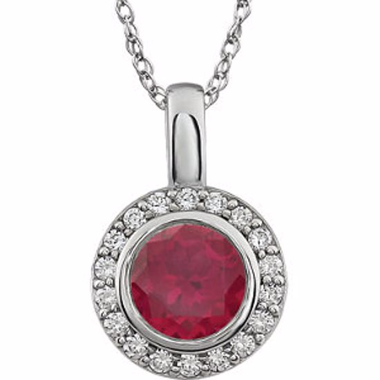 651641:103:P Sterling Silver Red Cubic Zirconia 18" Necklace