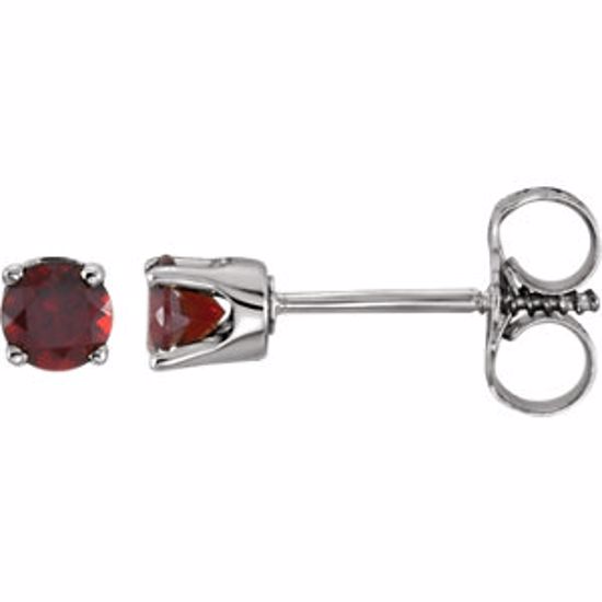 651643:70004:P 14kt White Mozambique Garnet Youth Earrings