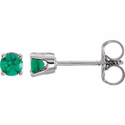 651643:70008:P 14kt White Chatham® Created Emerald Youth Earrings