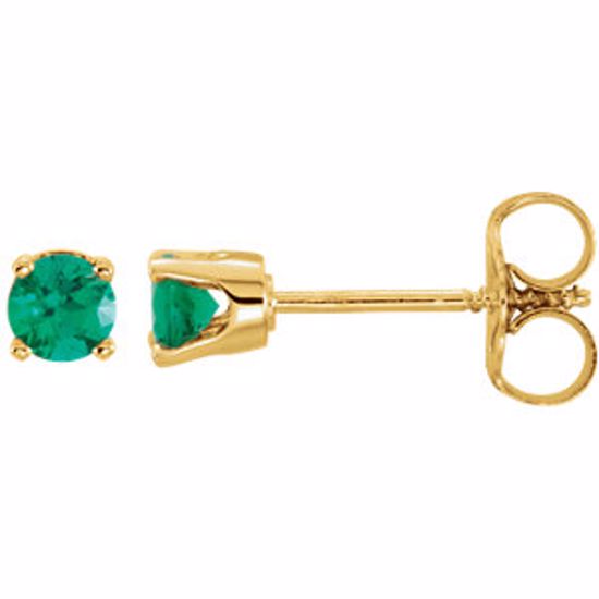 651643:70009:P 14kt Yellow Chatham® Created Emerald Youth Earrings