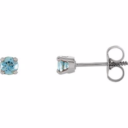 651643:70010:P 14kt White Aquamarine Youth Earrings