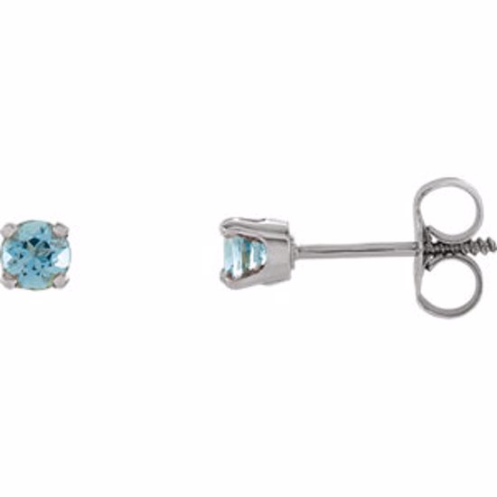 651643:70010:P 14kt White Aquamarine Youth Earrings