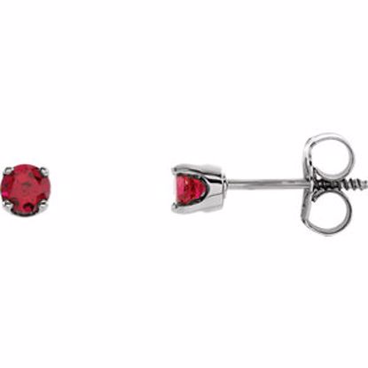 651643:70014:P 14kt White Chatham® Created Ruby Youth Earrings