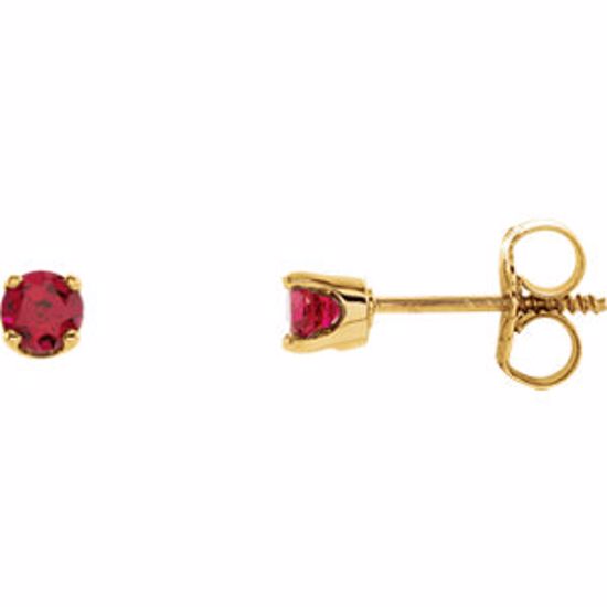 651643:70015:P 14kt Yellow Chatham® Created Ruby Youth Earrings