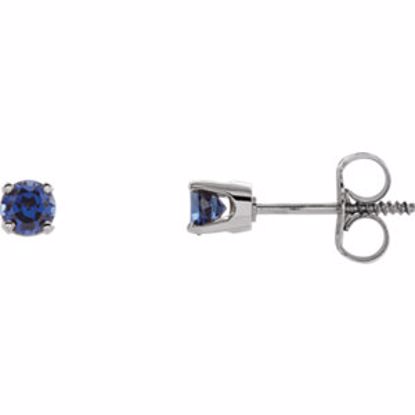 651643:70016:P 14kt White Chatham® Created Blue Sapphire Youth Earrings