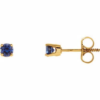 651643:70017:P 14kt Yellow Chatham® Created Blue Sapphire Youth Earrings