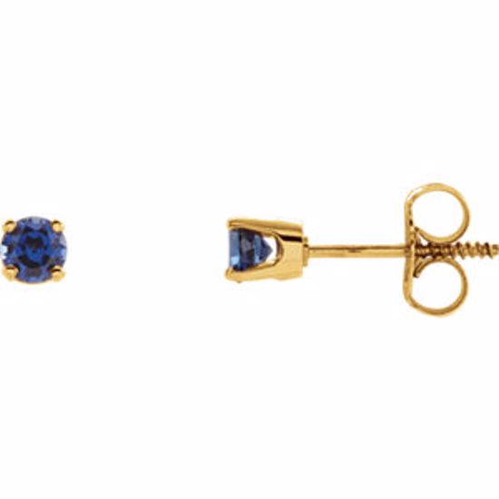 651643:70017:P 14kt Yellow Chatham® Created Blue Sapphire Youth Earrings