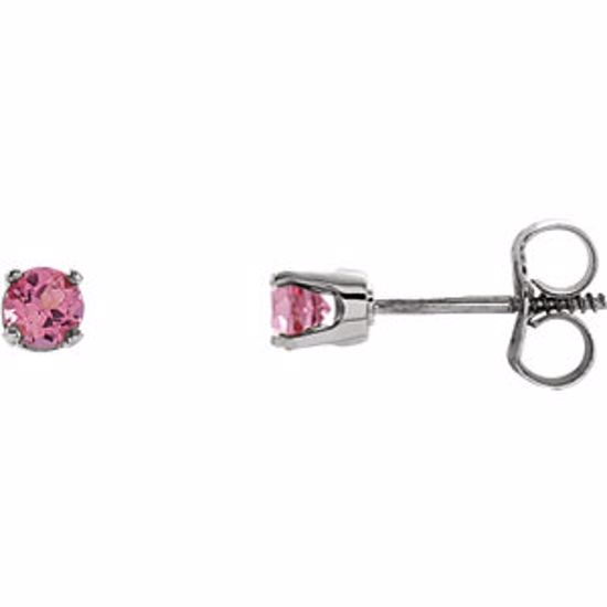 651643:70020:P 14kt White Pink Tourmaline Youth Earrings