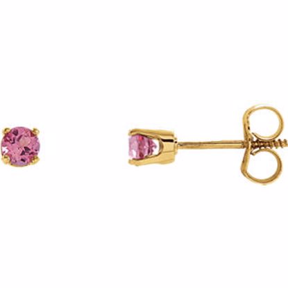 651643:70021:P 14kt Yellow Pink Tourmaline Youth Earrings