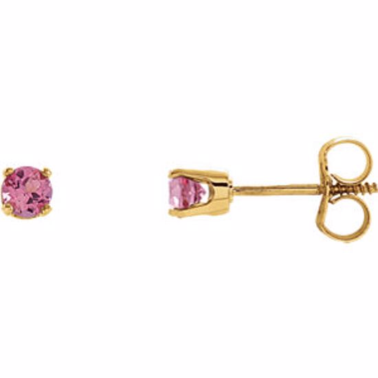 651643:70021:P 14kt Yellow Pink Tourmaline Youth Earrings