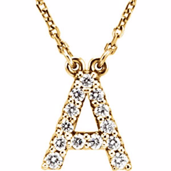 67311:126:P 14kt Yellow Letter "A" 1/6 CTW Diamond 16" Necklace