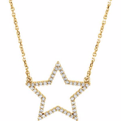 66414:100002:P 14kt Yellow 1/4 CTW Diamond Star 16" Necklace