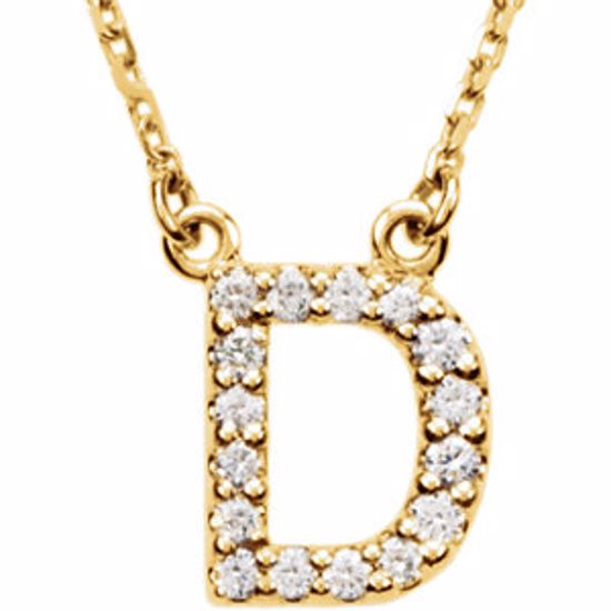 67311:129:P 14kt Yellow Letter "D" 1/6 CTW Diamond 16" Necklace