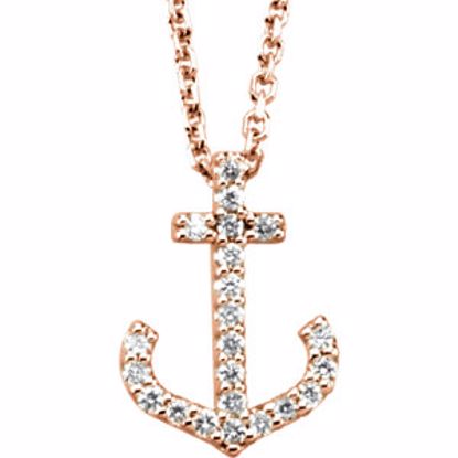 66413:100003:P 14kt Rose 1/8 CTW Diamond Anchor Necklace