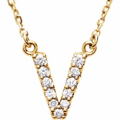 67311:147:P 14kt Yellow Letter "V" 1/8 CTW Diamond 16" Necklace