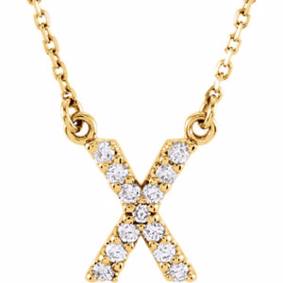 67311:149:P 14kt Yellow Letter "X" 1/8 CTW Diamond 16" Necklace