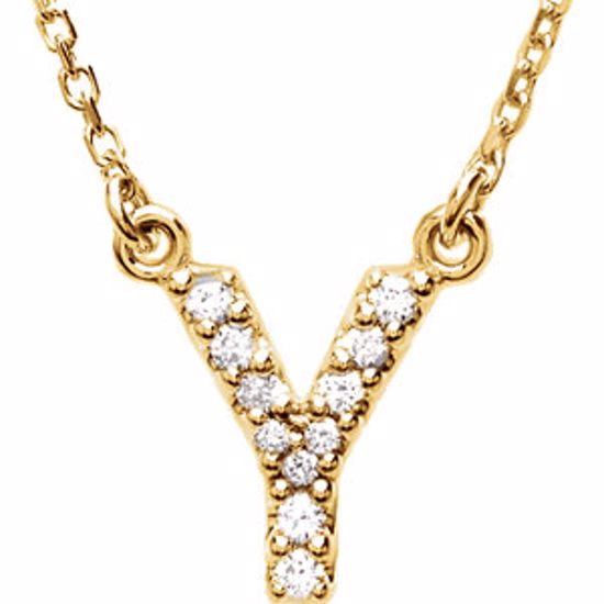 67311:150:P 14kt Yellow Letter "Y" 1/10 CTW Diamond 16" Necklace