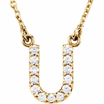 67311:146:P 14kt Yellow Letter "U" 1/8 CTW Diamond 16" Necklace