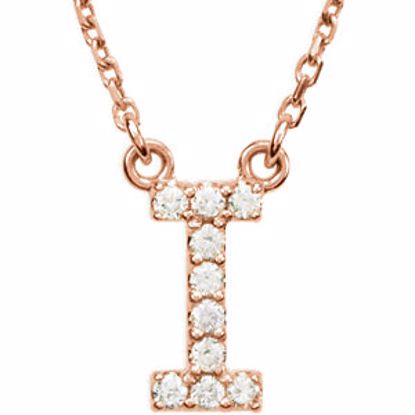 67311:160:P 14kt Rose Letter "I" 1/10 CTW Diamond 16" Necklace