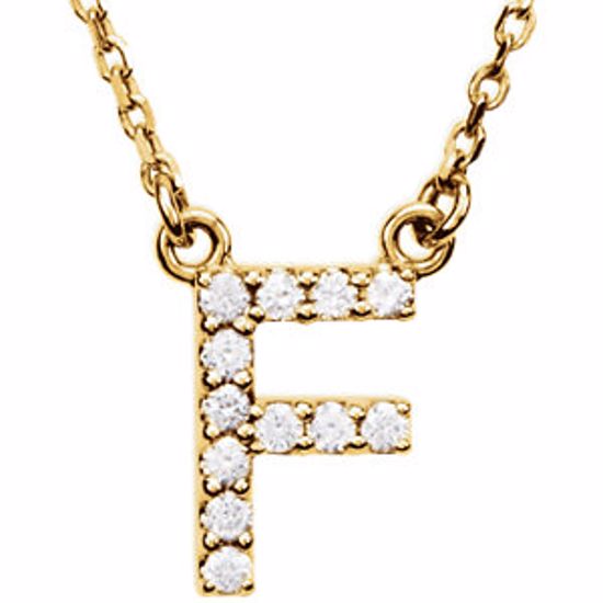 67311:131:P 14kt Yellow Letter "F" 1/8 CTW Diamond 16" Necklace