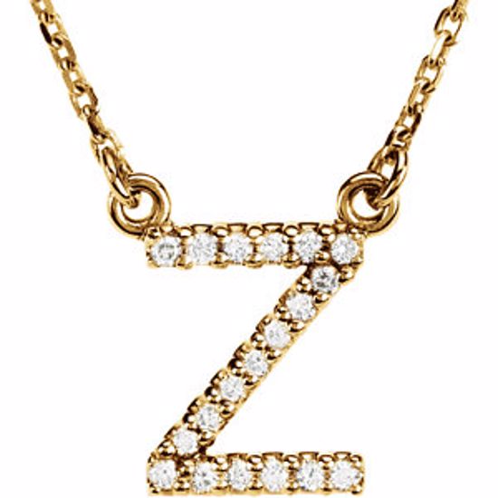 67311:151:P 14kt Yellow Letter "Z" 1/10 CTW Diamond 16" Necklace