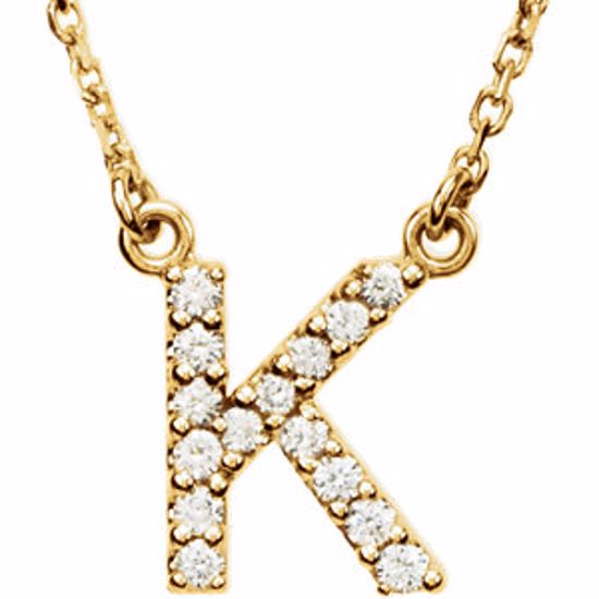 67311:136:P 14kt Yellow Letter "K" 1/8 CTW Diamond 16" Necklace