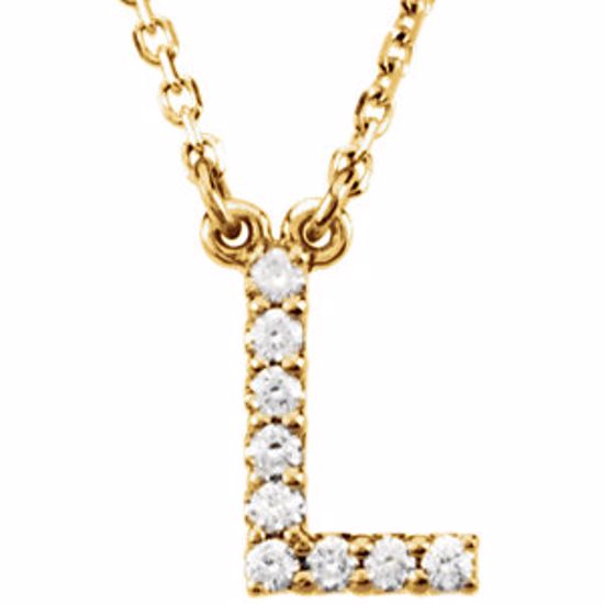 67311:137:P 14kt Yellow Letter "L" 1/10 CTW Diamond 16" Necklace