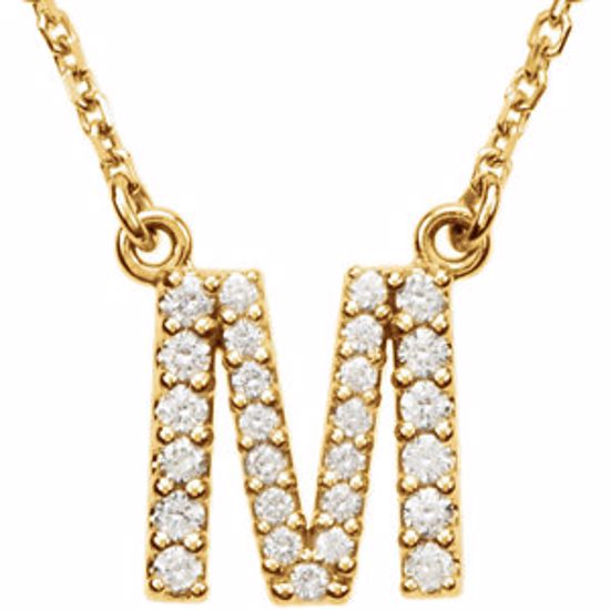 67311:138:P 14kt Yellow Letter "M" 1/5 CTW Diamond 16" Necklace