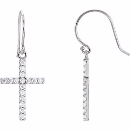 R17010:60000:P 14kt White 1/2 CTW Diamond Cross Earrings