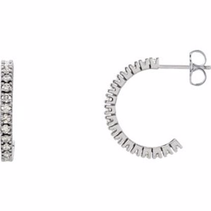 797:60012:P 14kt White 5/8 CTW Diamond Hoop Earrings