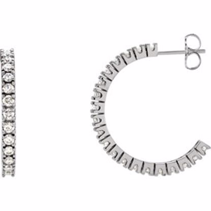 797:60006:P 14kt White 1 5/8 CTW Diamond Hoop Earrings