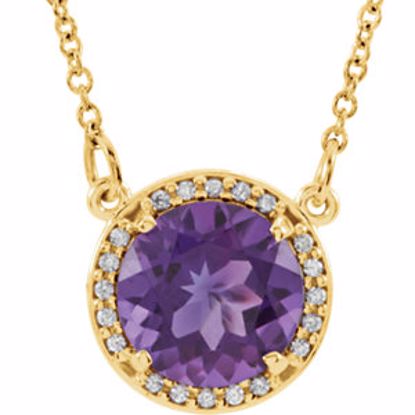 85905:70003:P 14kt Yellow Amethyst & .05 CTW Diamond 16" Necklace