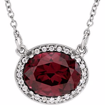 85903:70000:P 14kt White Rhodolite Garnet & .05 CTW Diamond 16" Necklace