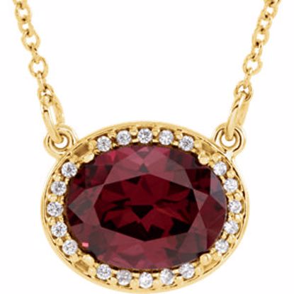 85903:70001:P 14kt Yellow Rhodolite Garnet & .05 CTW Diamond 16" Necklace