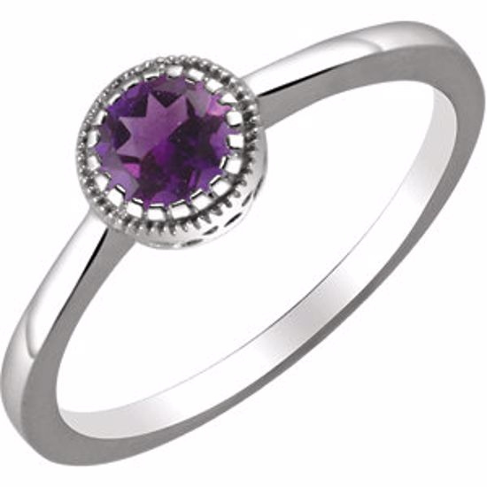 651609:104:P 14kt White Amethyst "February" Birthstone Ring