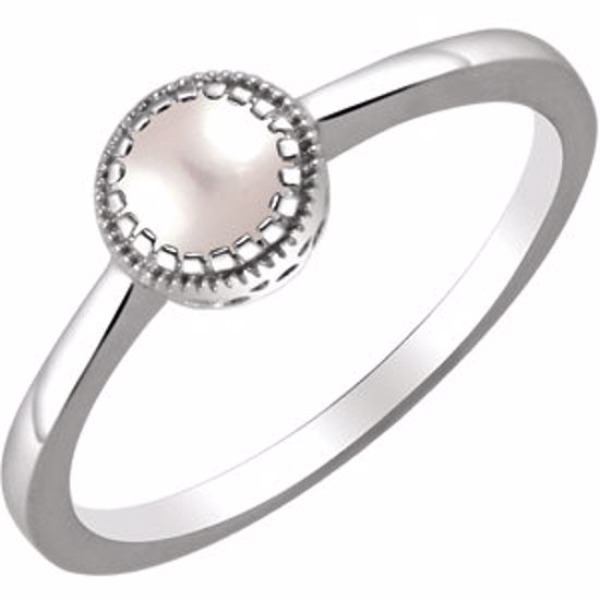 651609:112:P 14kt White Freshwater Cultured Pearl "June" Birthstone Ring