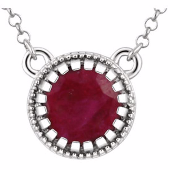 651611:114:P 14kt White Ruby "July" 18" Birthstone Necklace