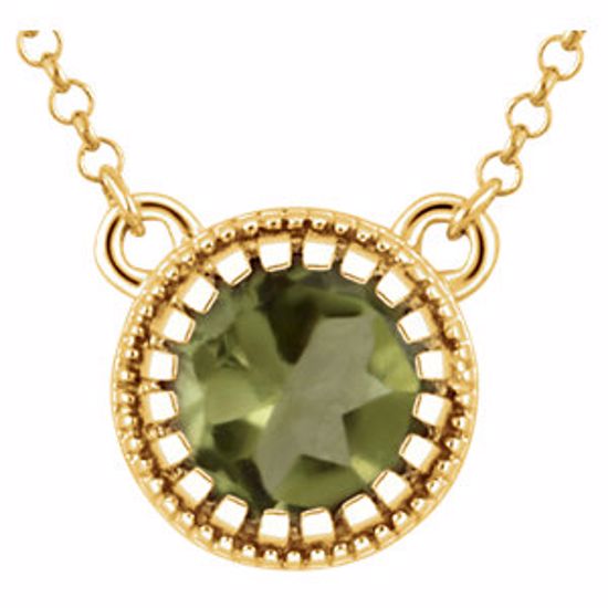 651611:115:P 14kt Yellow Peridot "August" 18" Birthstone Necklace