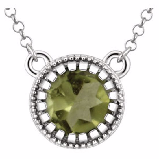 651611:116:P 14kt White Peridot "August" 18" Birthstone Necklace