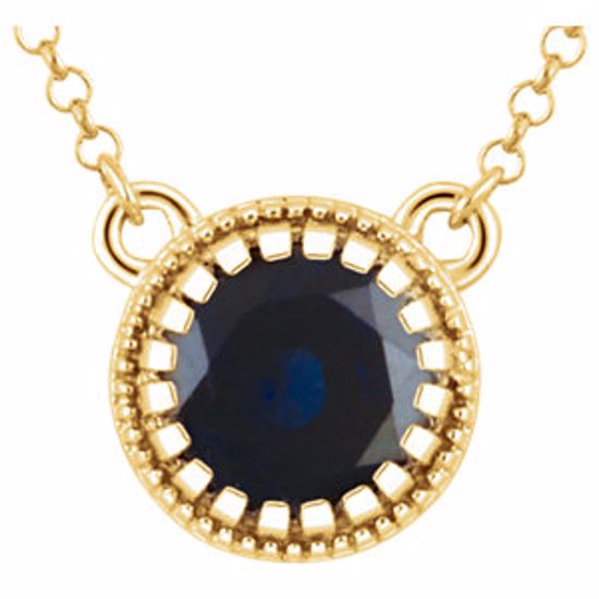 651611:117:P 14kt Yellow Blue Sapphire "September" 18" Birthstone Necklace