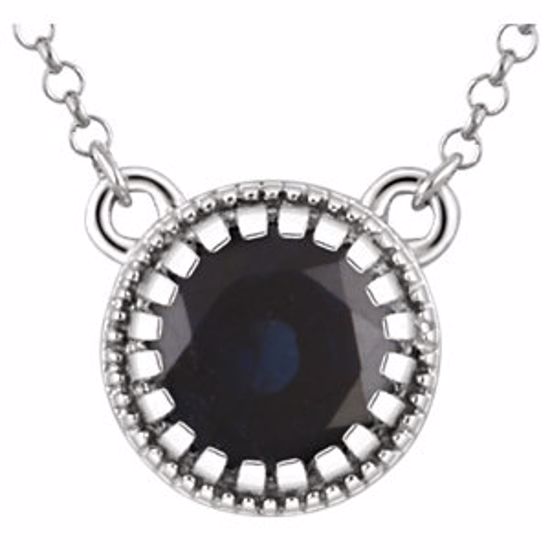 651611:118:P 14kt White Blue Sapphire "September" 18" Birthstone Necklace