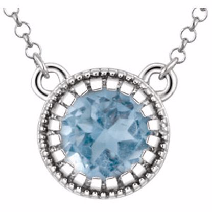 651611:124:P 14kt White Swiss Blue Topaz "December" 18" Birthstone Necklace